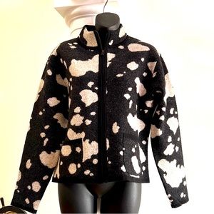 WONDRAWOOL charcoal and light gray zip cardigan jacket ☁️ cow or cloud design